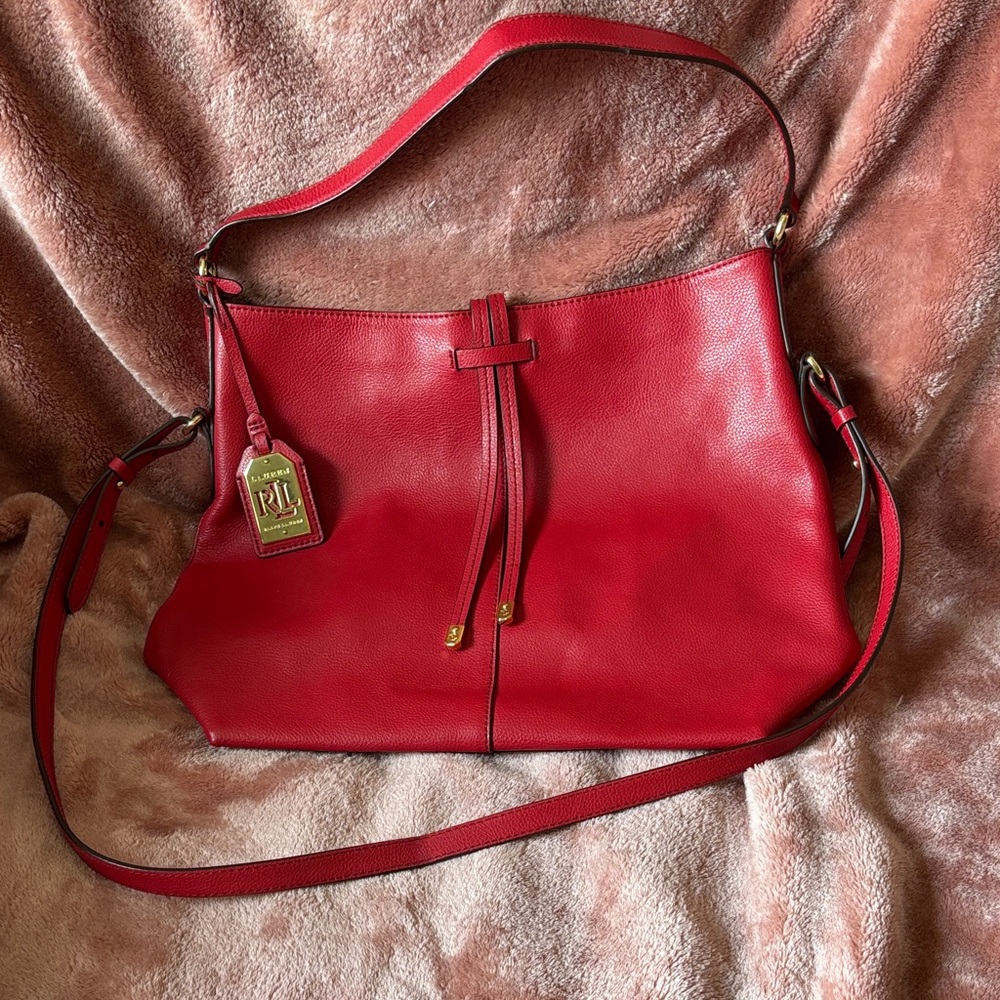 Ralph Lauren Bold Red leather Shoulder Bag